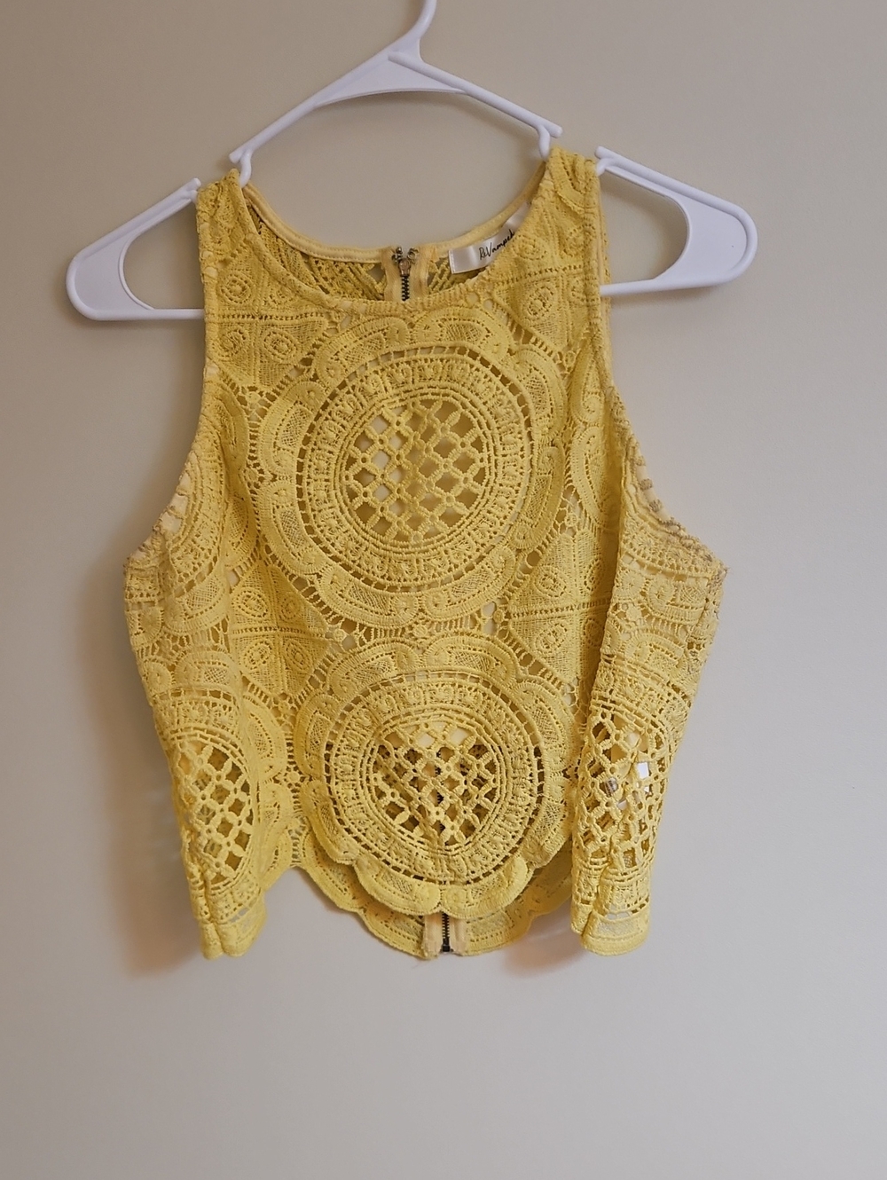 Revamped Yellow Crochet Halter Crop Top